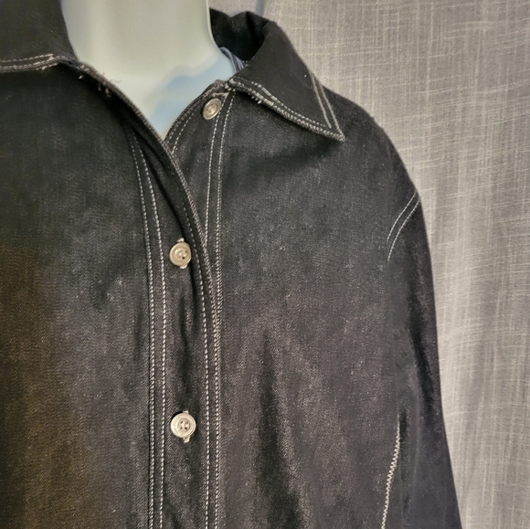 Vintage Black Denim Button Up Shirt Jacket sz L and pants 14 Spanner women - Picture 4 of 11